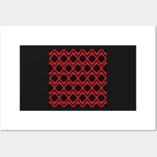 Red and black modern bohemian pattern Posters and Art